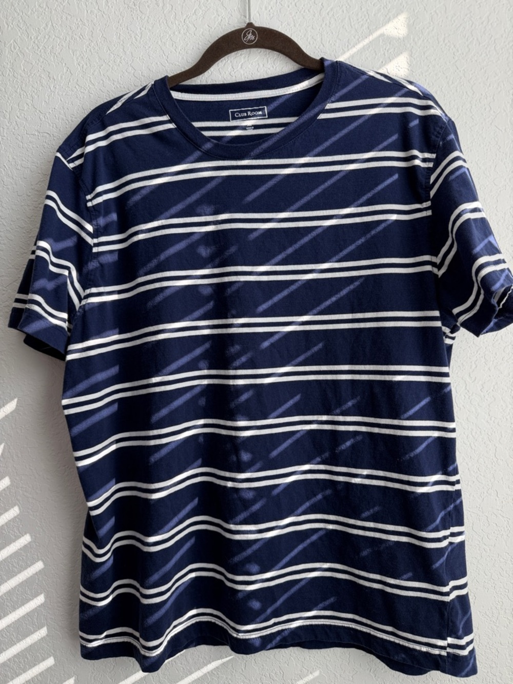 Club Room Navy & White Horizontal Stripe Cotton Short Sleeve Tee